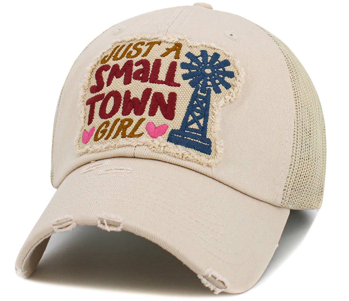 Just A Small Town Girl Meshback Ballcap: BLK-KHK
