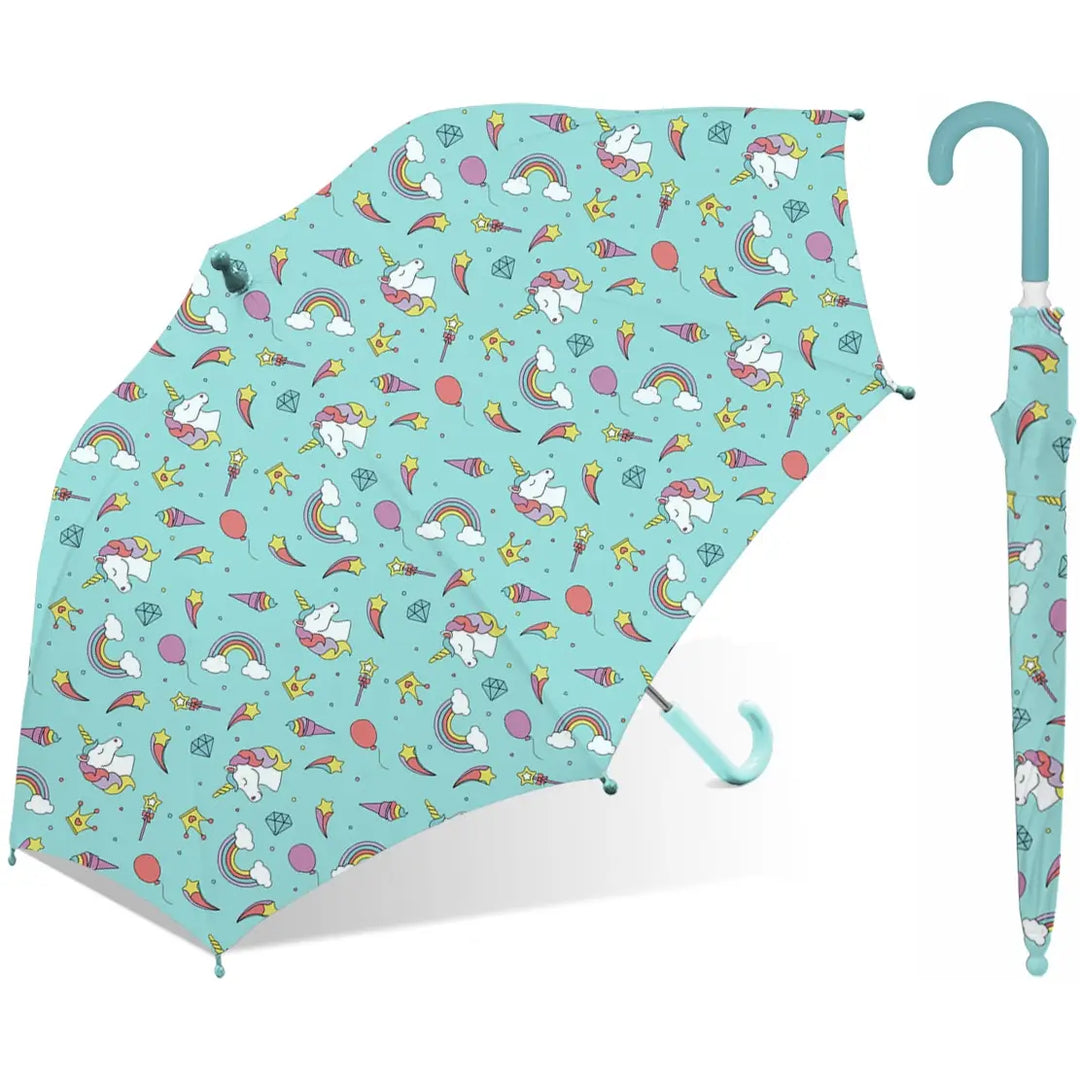 30" Unicorn Print Children Umbrella w/ Hook Handle