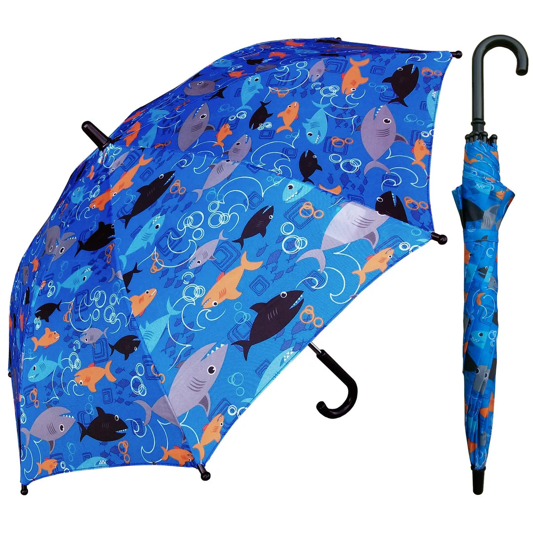 32" Pop Art Shark Children Umbrella w/Hook Handle