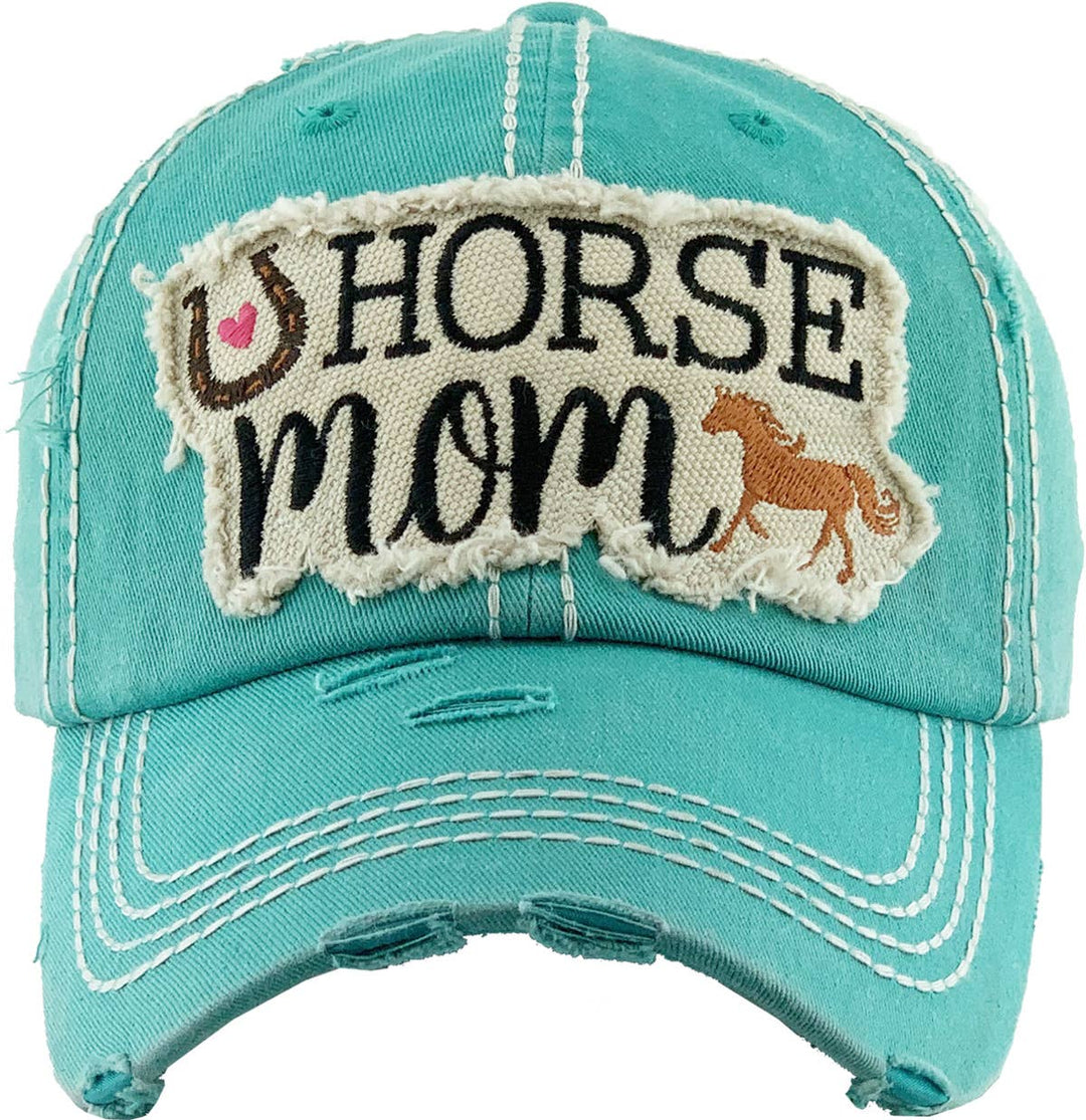 HORSE MOM Washed Vintage Ballcap: HPK
