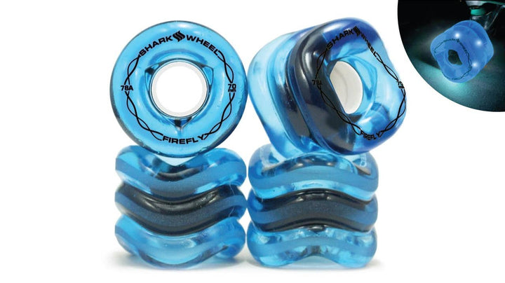 Shark Wheel 70mm, 78a Firefly Light Up Wheels: Clear with multi-colored lights
