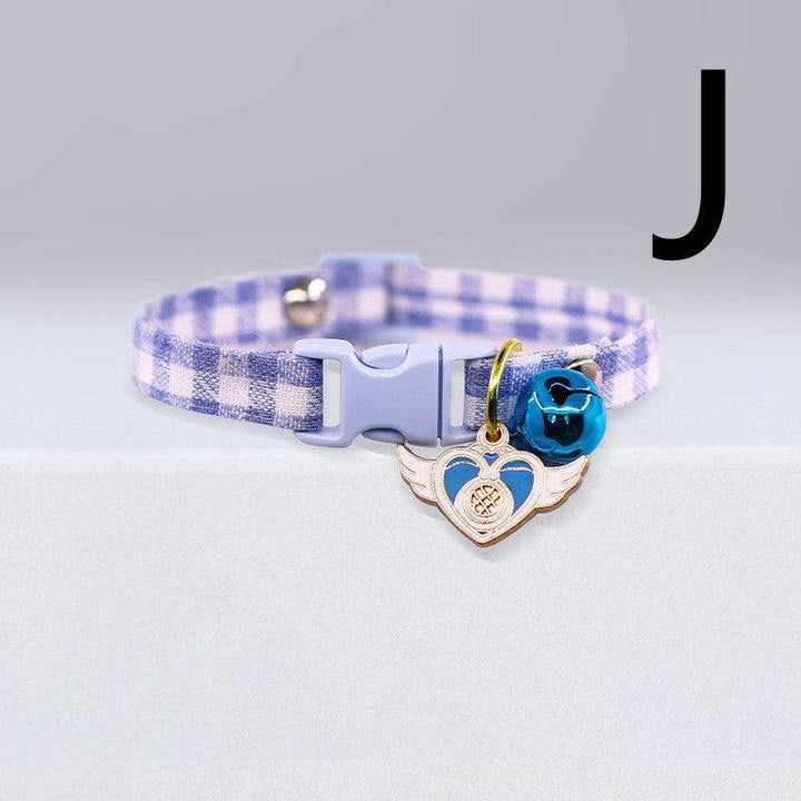 Checkered Cat Collar with Bell - Stylish Grid Patterns: F / S