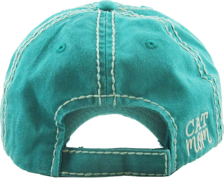 CAT MOM Washed Vintage Ball Cap: BLK