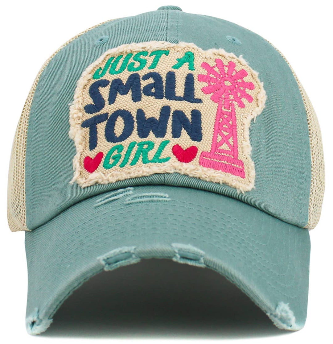 Just A Small Town Girl Meshback Ballcap: BLK-KHK