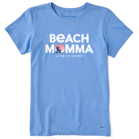 W'S BEACH MOMMA S/S CRUSHER TEE, CORNFLOWER BLUE