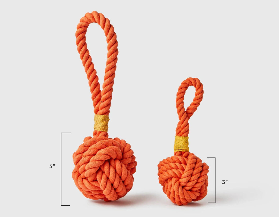 Jax & Bones Celtic Knot Tie Rope Dog Toy Orange 5"