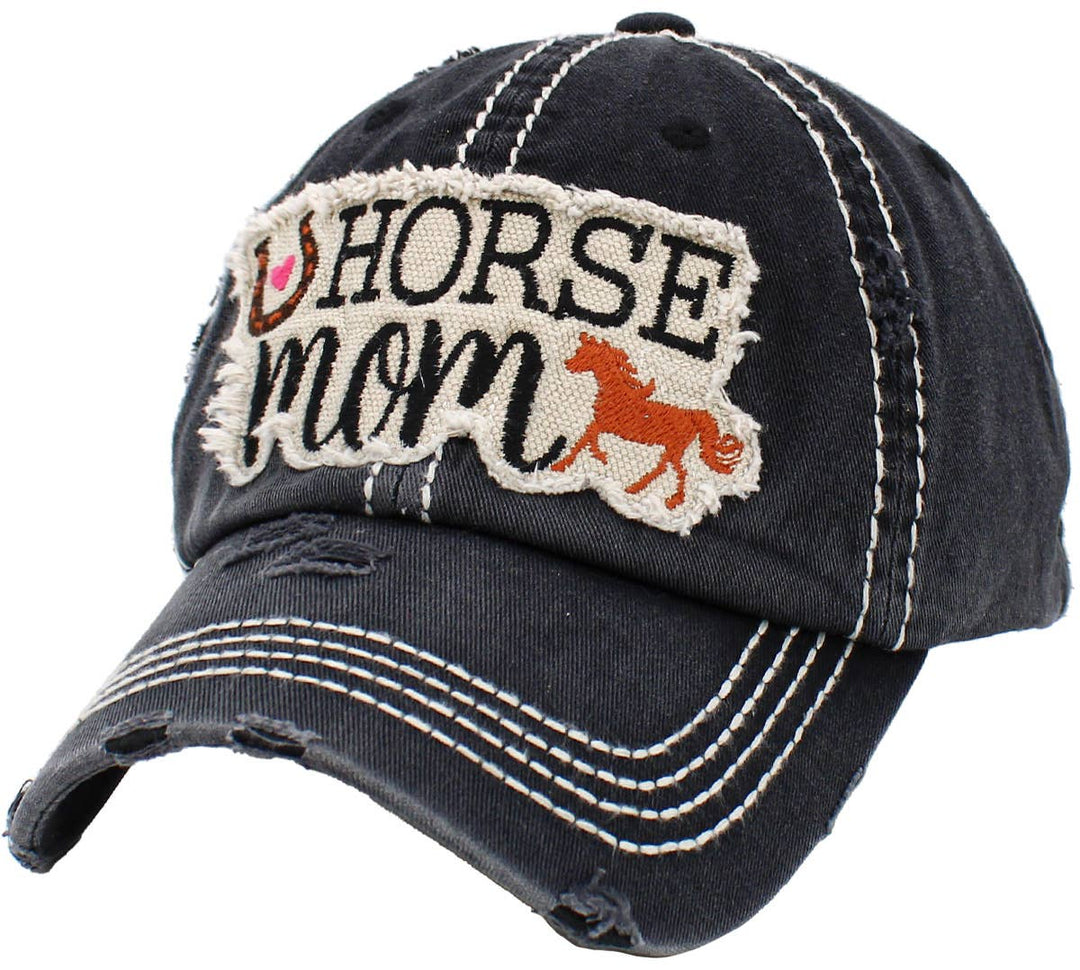 HORSE MOM Washed Vintage Ballcap: HPK