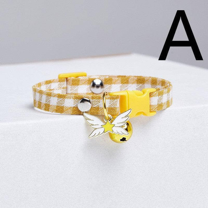 Checkered Cat Collar with Bell - Stylish Grid Patterns: I / S