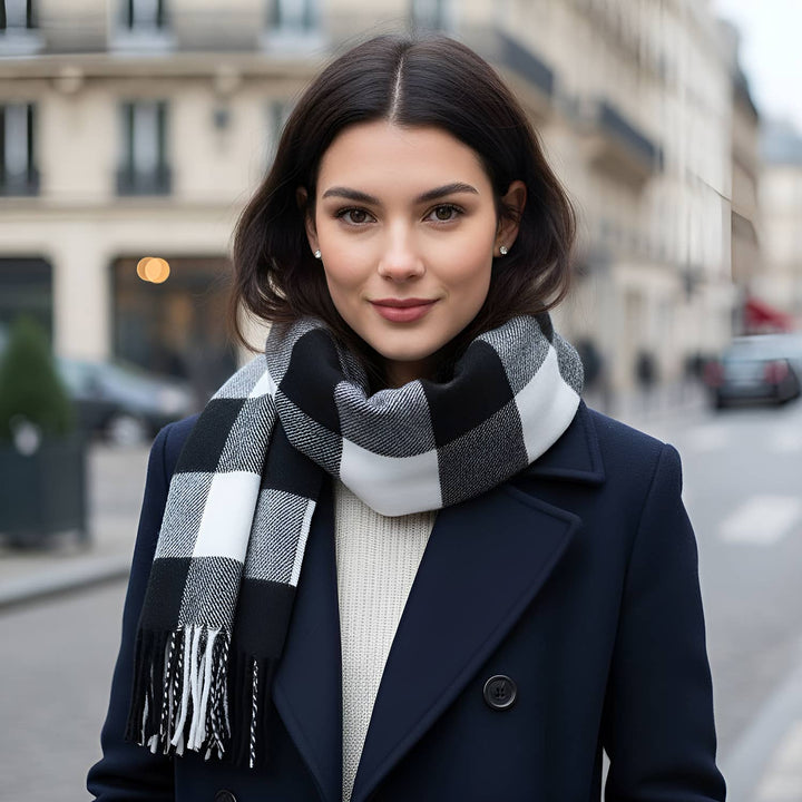 Unisex Tartan Plaid Cashmere Feel Winter Soft Scarf: Tartan Blue and Green