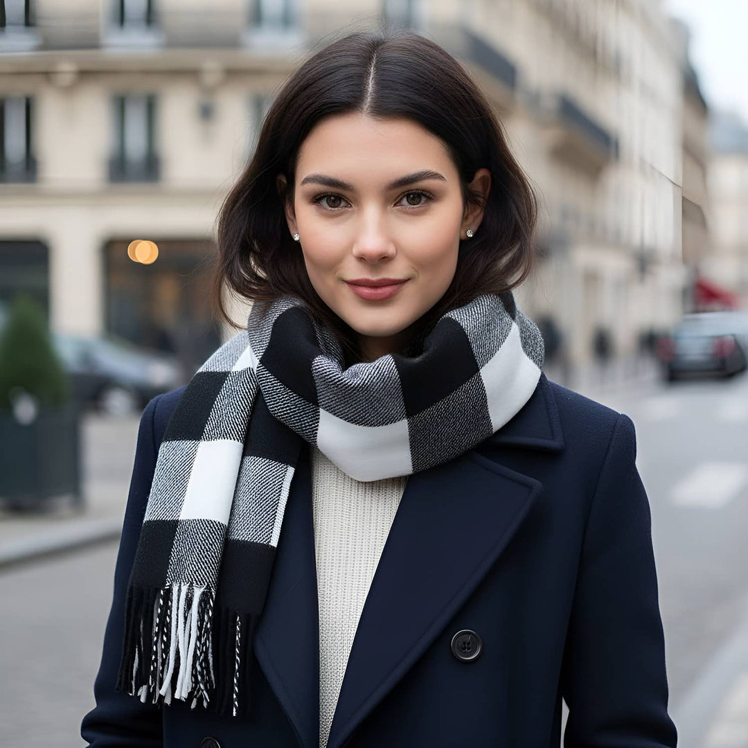 Unisex Tartan Plaid Cashmere Feel Winter Soft Scarf: Tartan Green and Red