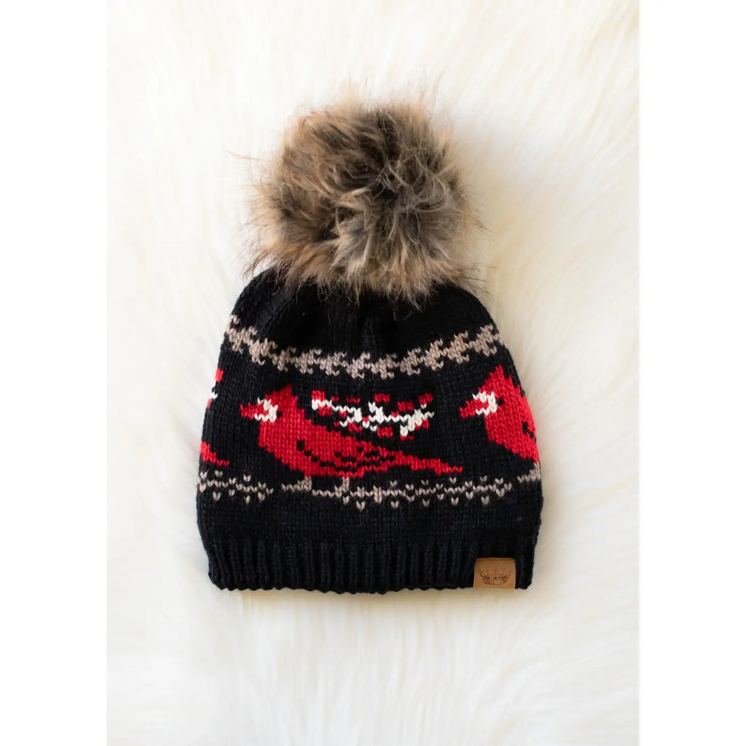 Cardinal Pattern Pom Hat, Black
