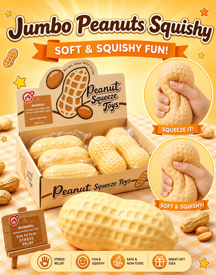 7" Jumbo Peanut Squishy Fidget Toy for Stress Relief
