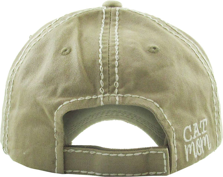 CAT MOM Washed Vintage Ball Cap: BUR