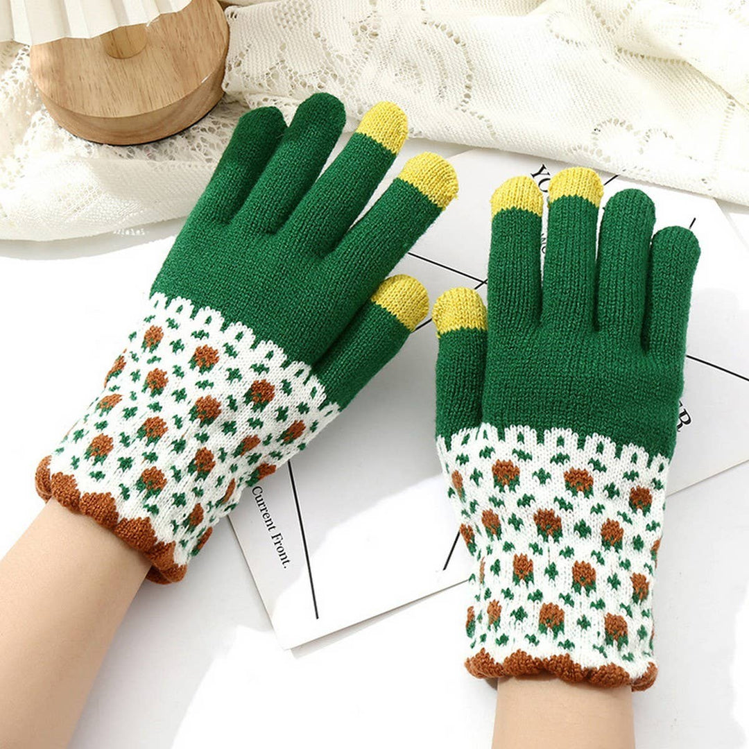Cute Knit Gloves for Women, Green