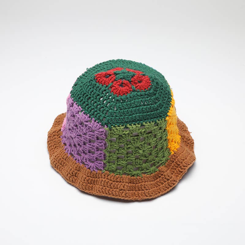 Multi Color Knit Bucket Hat, Deepblue