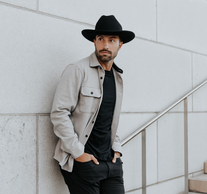 Wool Felt Open Road Fedora Hat - Style Dead End: Black / LG