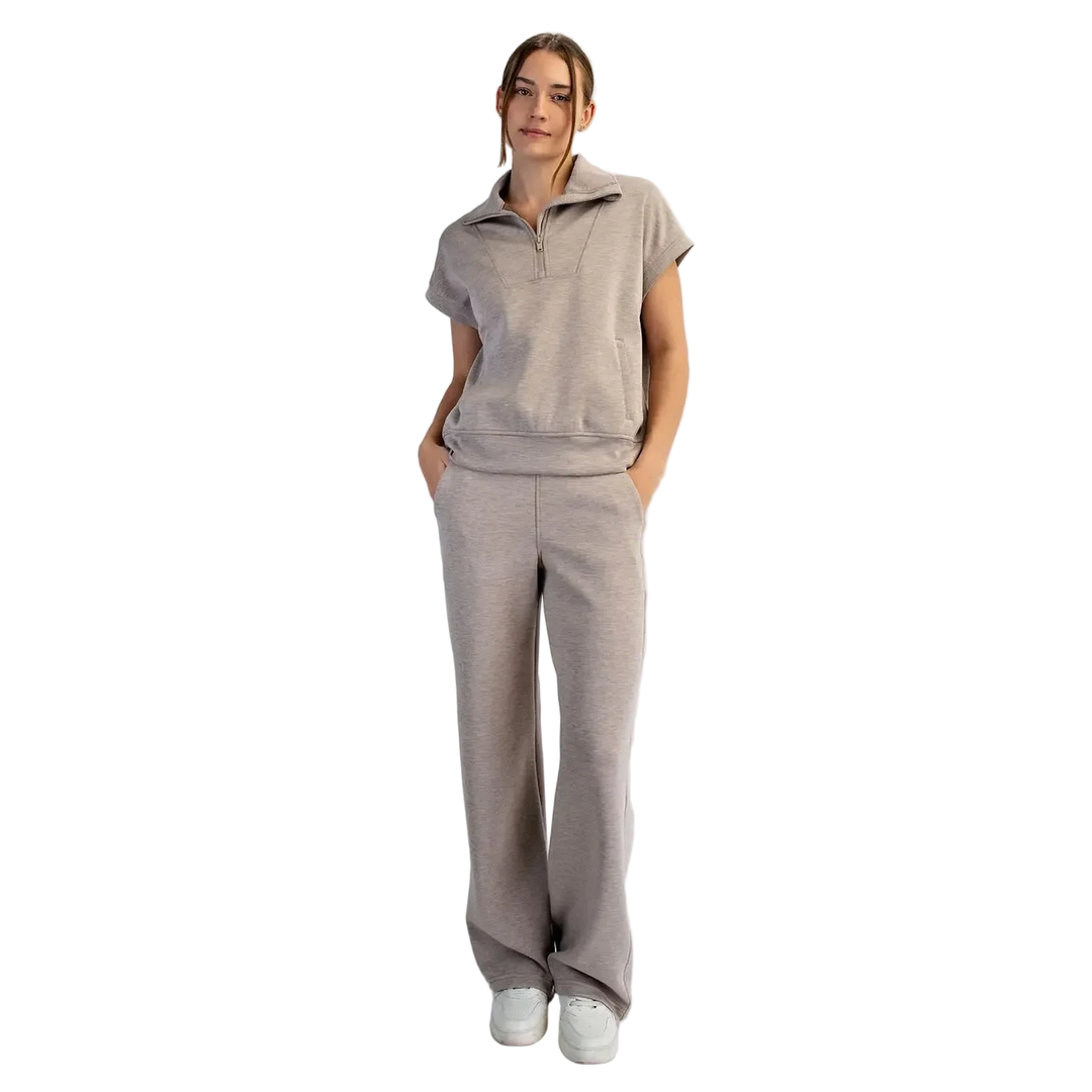 W's Modal Scuba Quarter Zip  short Sleeve Top