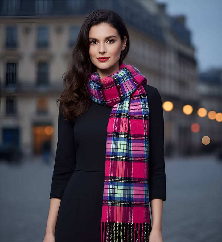 Unisex Tartan Plaid Cashmere Feel Winter Soft Scarf: Red