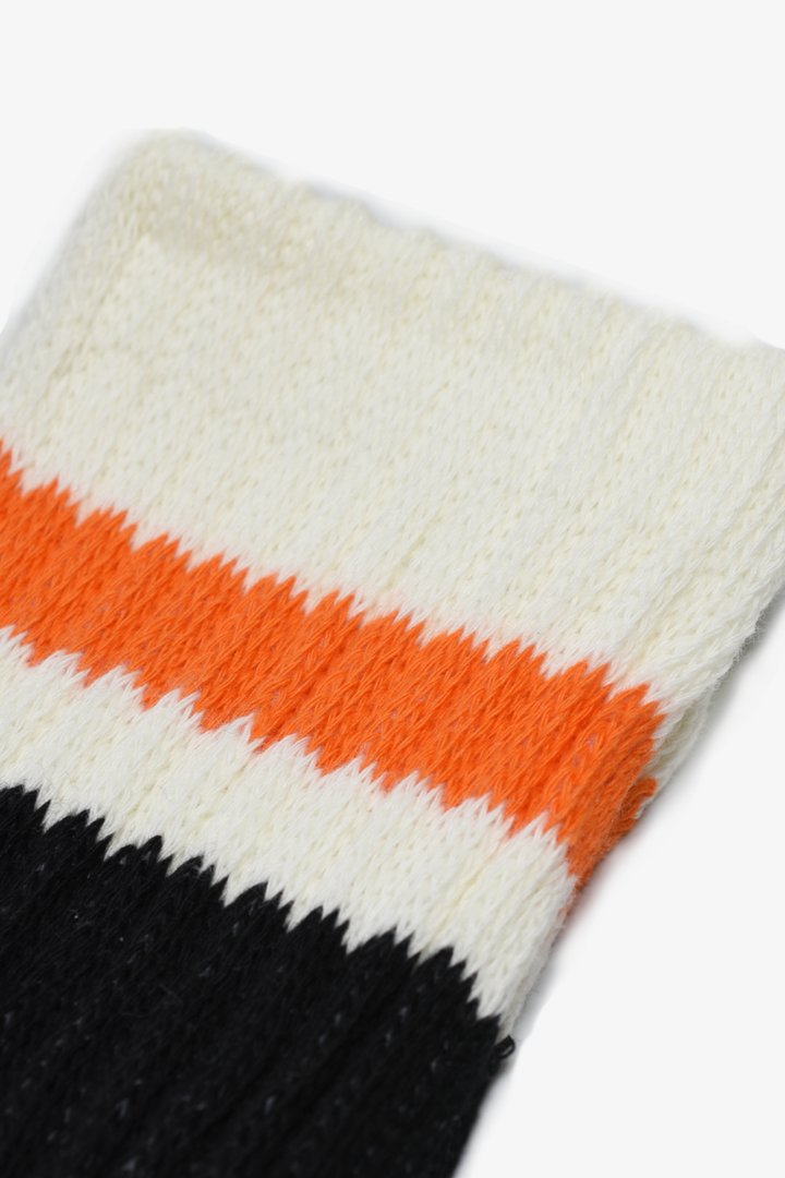 Coarse Ribbed Old School Crew Socks: Navy / Orange / S/M