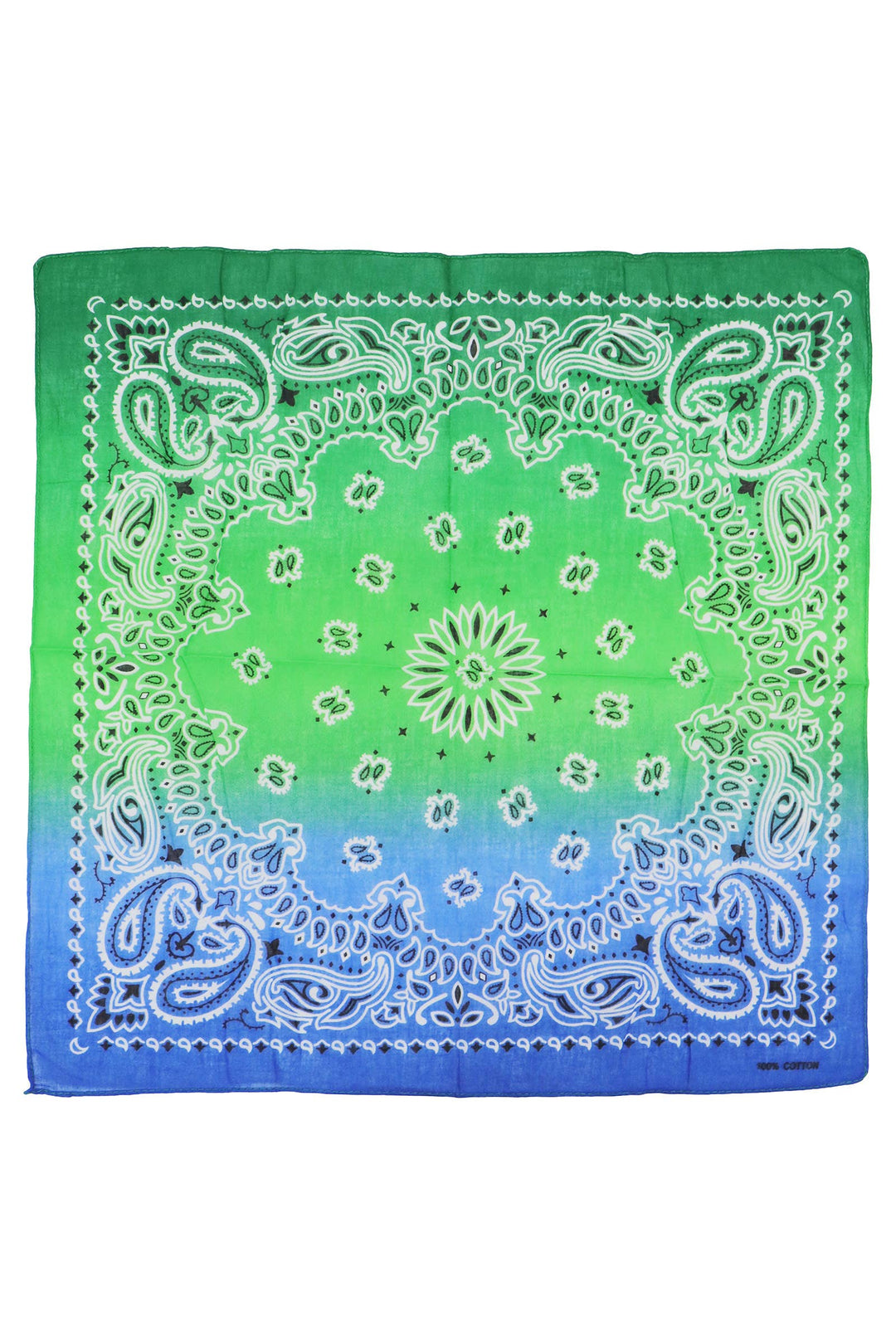 Paisley Vibrant Ombre Gradient Cotton Bandana: AS SHOWN / ONE SIZE