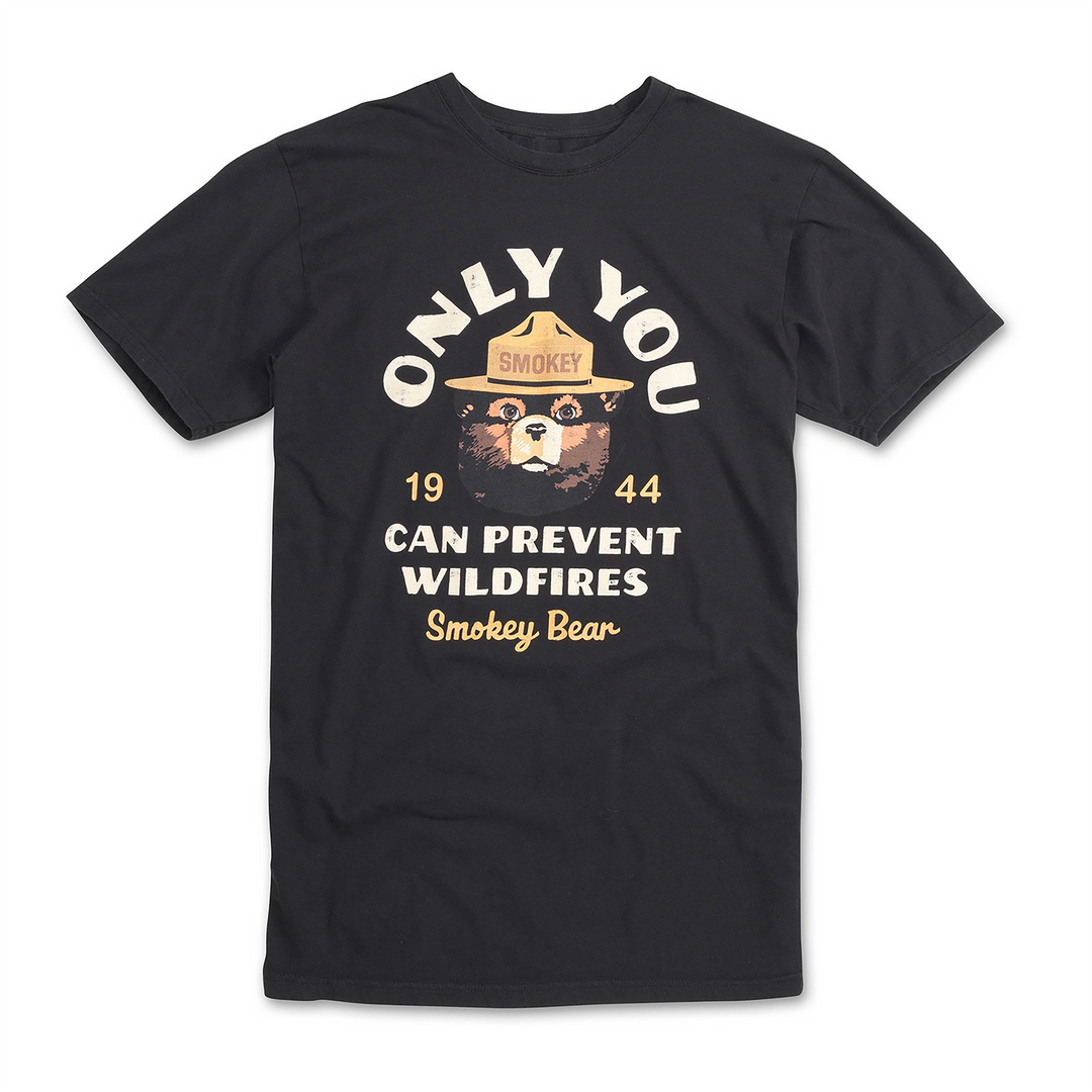 Smokey Bear Red Label Only You Can Prevent Wildfires, Black