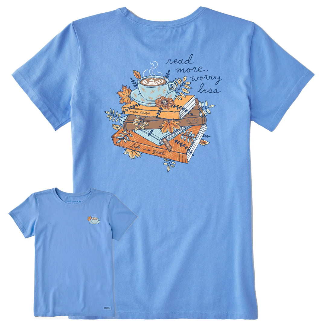 W's Fall Books and Coffee Short Sleeve Crusher Tee