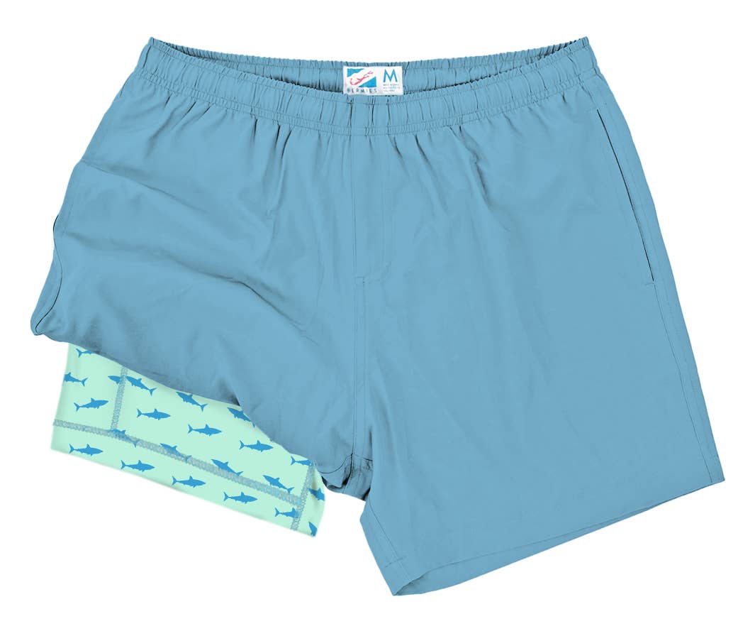 Gym Short with Liner, Blue Great White liner - 5.5" inseam