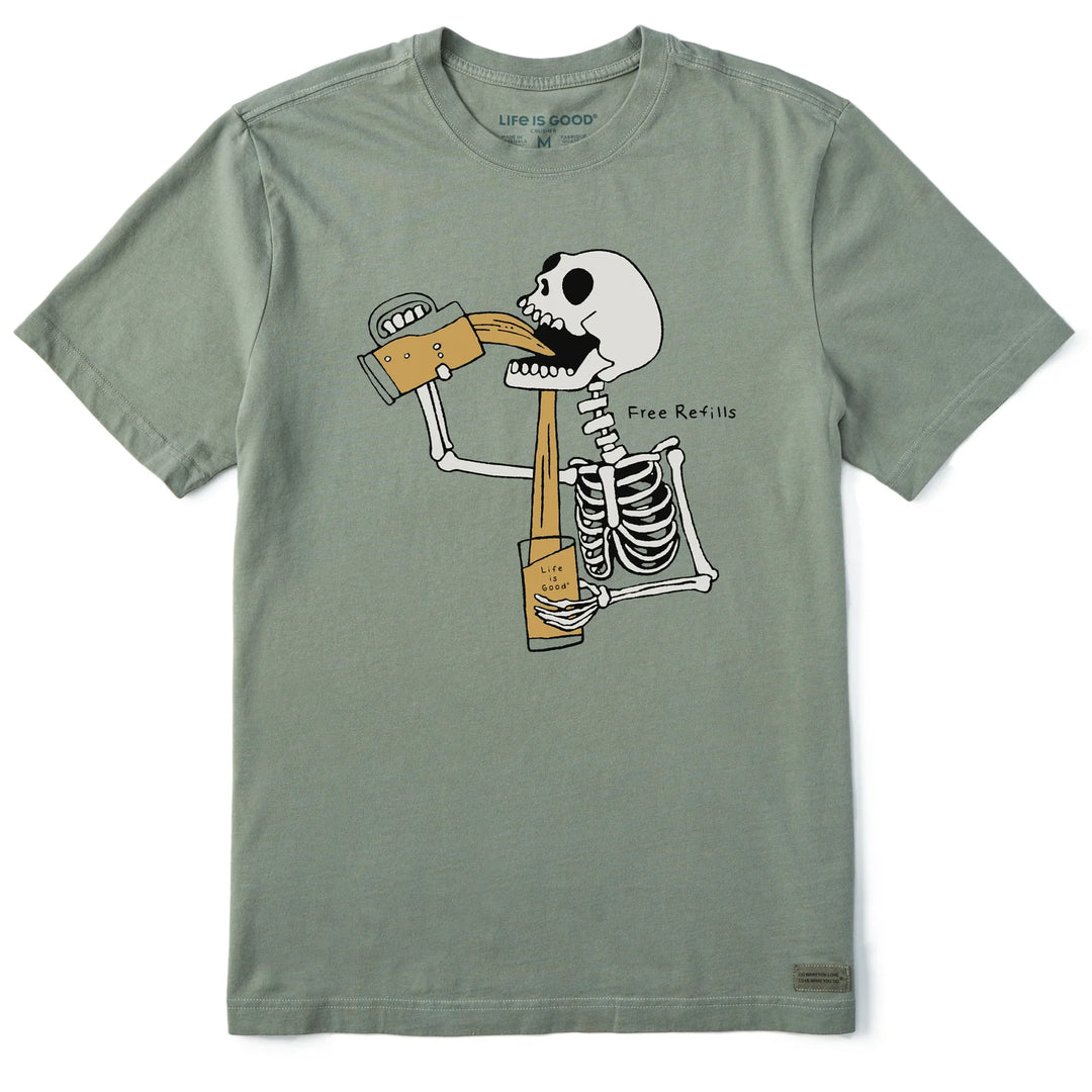 M's Free Refills Skeleton Short Sleeve Crusher Tee