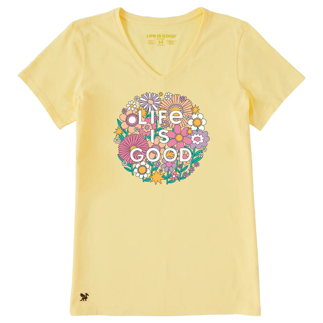 W's  Retro Flowerball Short Sleeve Crusher Vee
