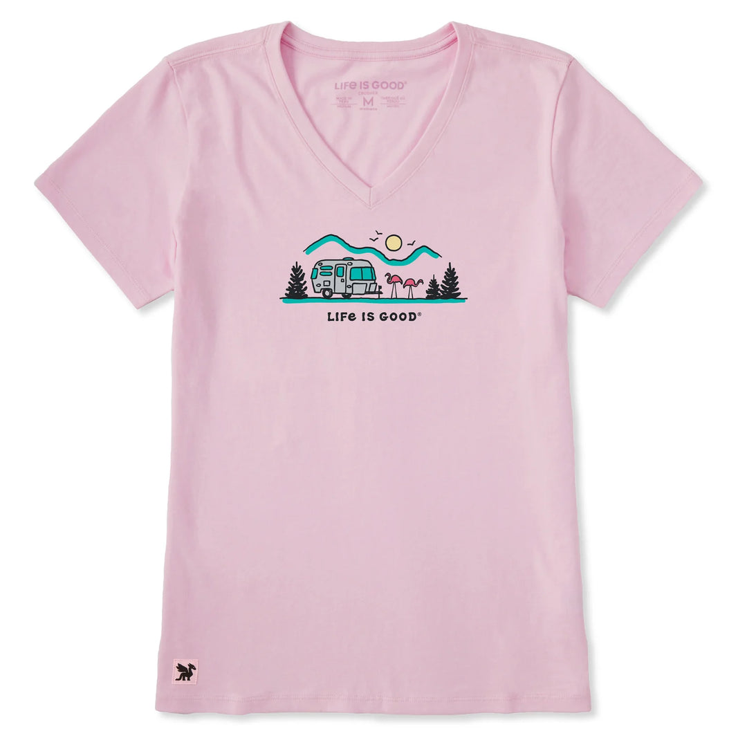 W's Camper Flamingo Vista Short Sleeve Crusher Vee