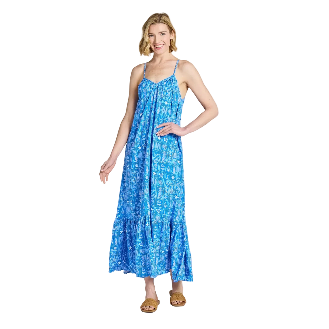 W's Coastal Stamp Pattern Breezy Maxi Dress