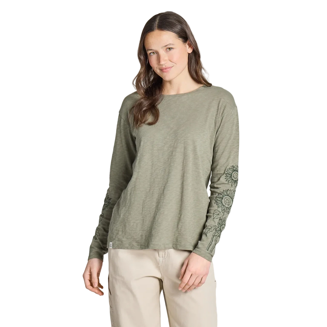 W's Relaxed Sunflower Stalks Long Sleeve Slub Easy Fit Tee