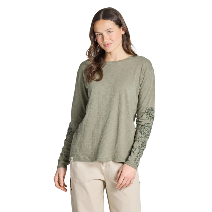 W's Relaxed Sunflower Stalks Long Sleeve Slub Easy Fit Tee