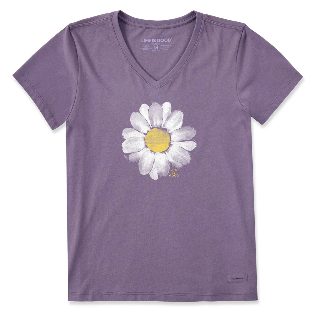 W's Painted Daisy Petals Short Sleeve Vee