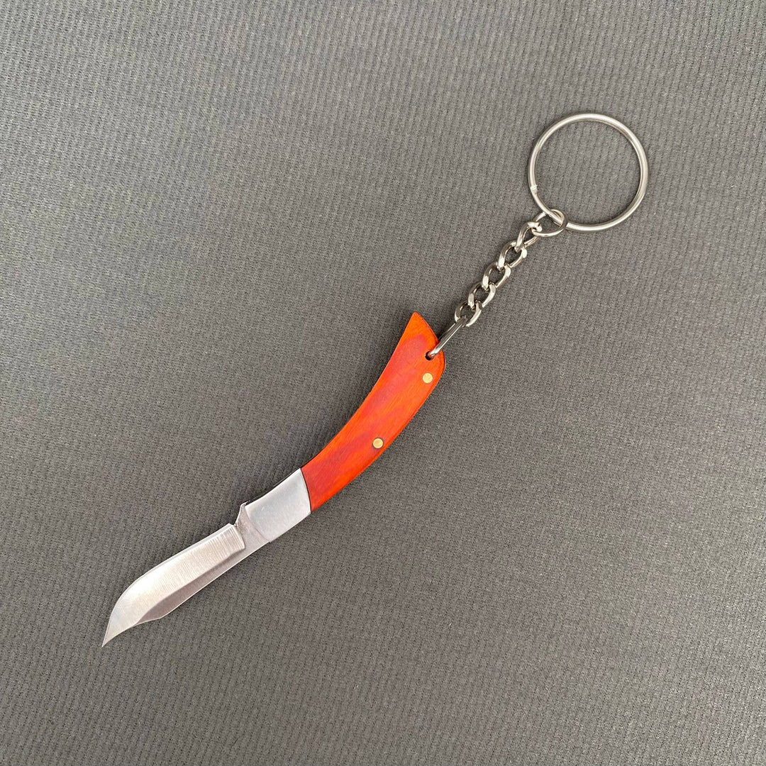 Wood & Acrylic Handle Foldable Stainless Steel Knife: Wood handle - C