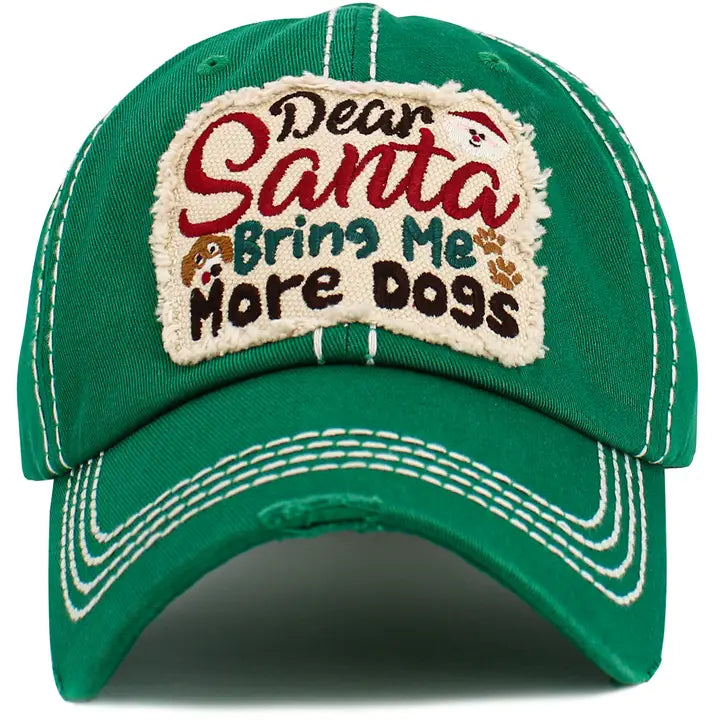 Dear Santa Bring Me More Dogs Vintage Ballcap, asst.