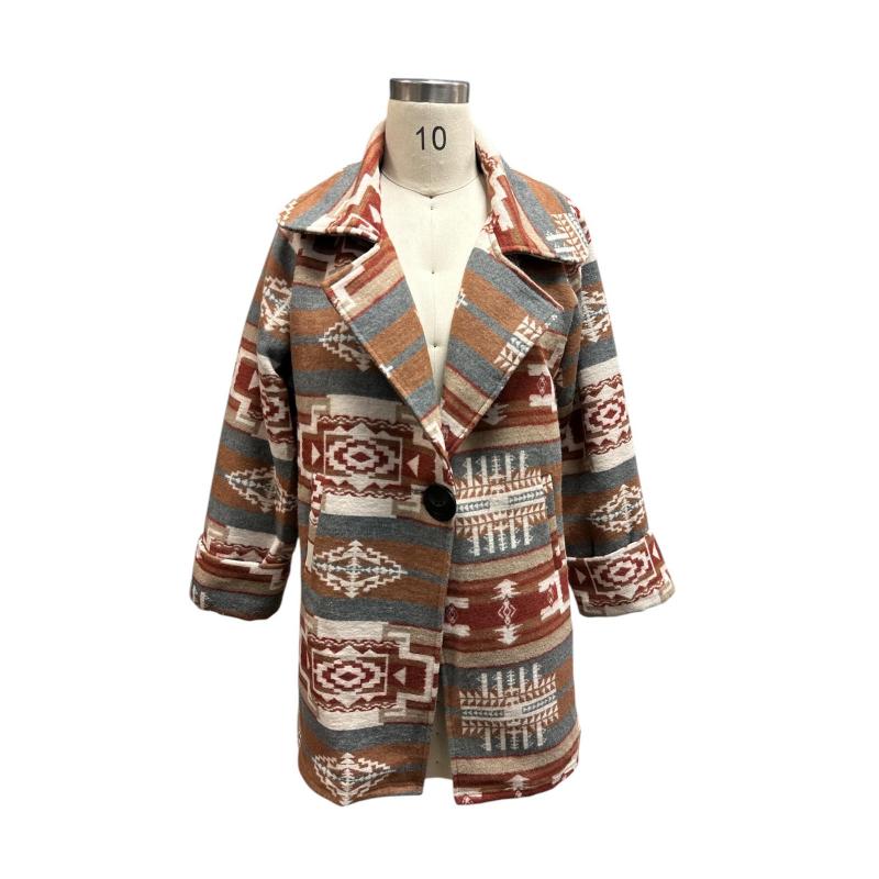 W's Single Button Vintage Aztec Coat Jacket