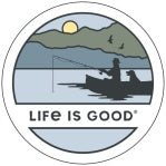 4" Circle Sticker Fishing Sunset