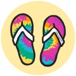 Circle 4" STICKER Tie Dye Flip Flops