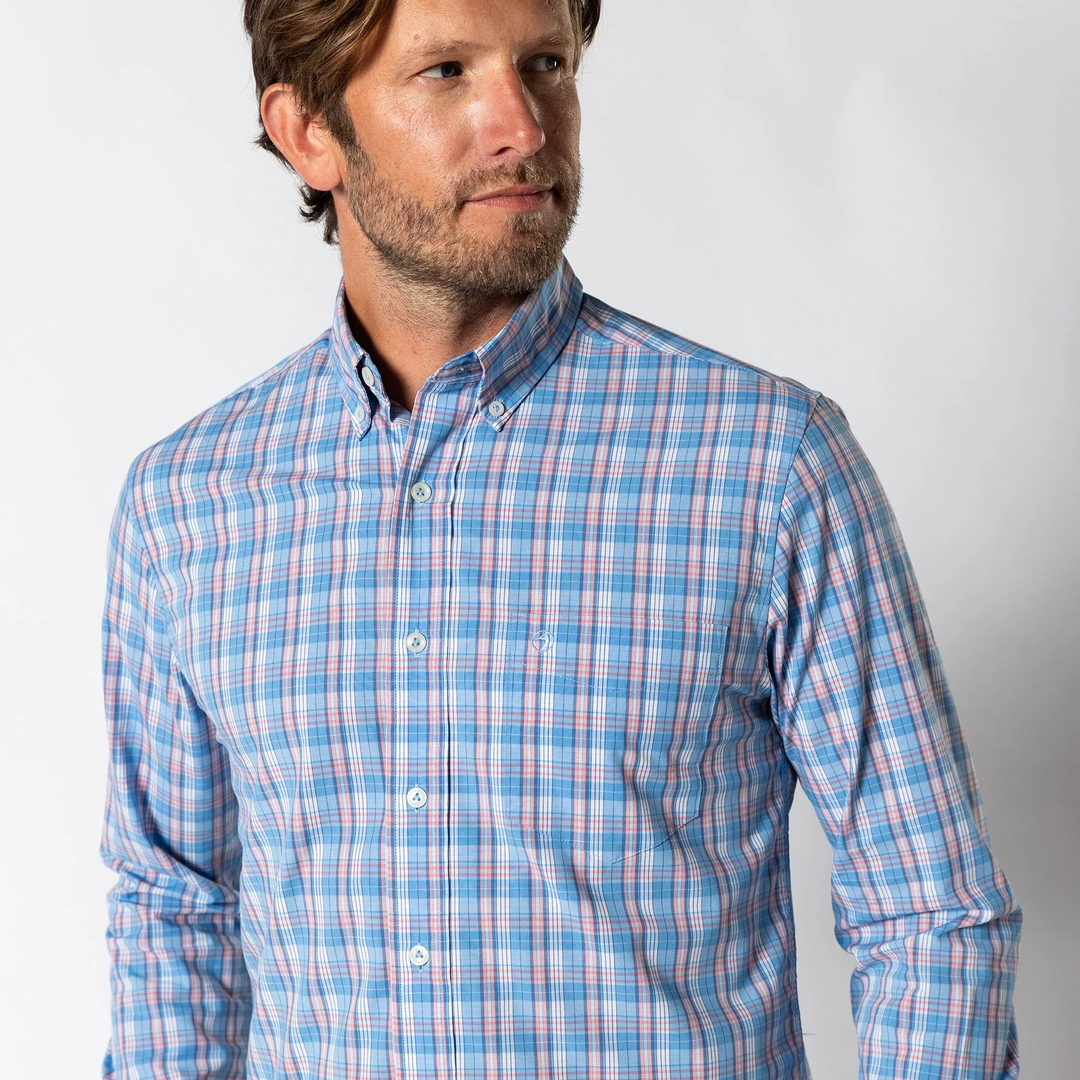M's LS Performance Poplin Sport Shirt- Marcus Plaid