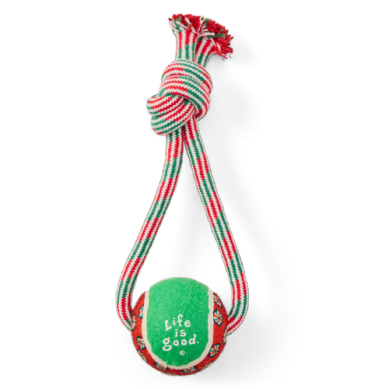 LIFE IS GOOD KNOT ROPE TENNIS BALL DOG TOY