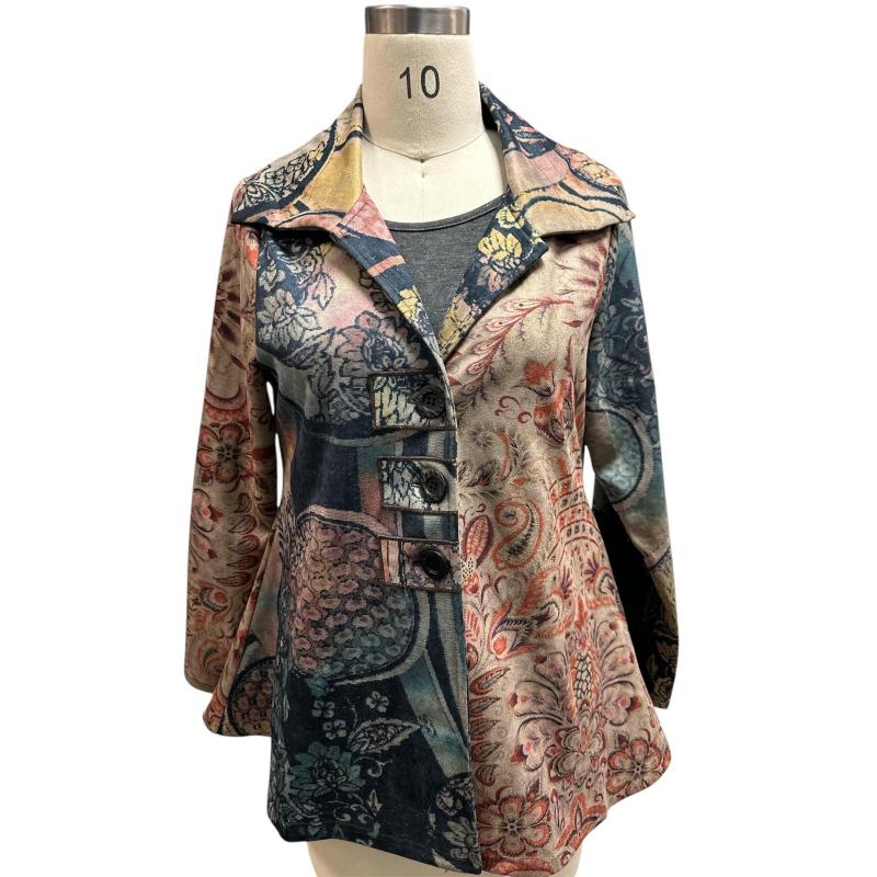 W's Blue Multi Suede Rose Jacket