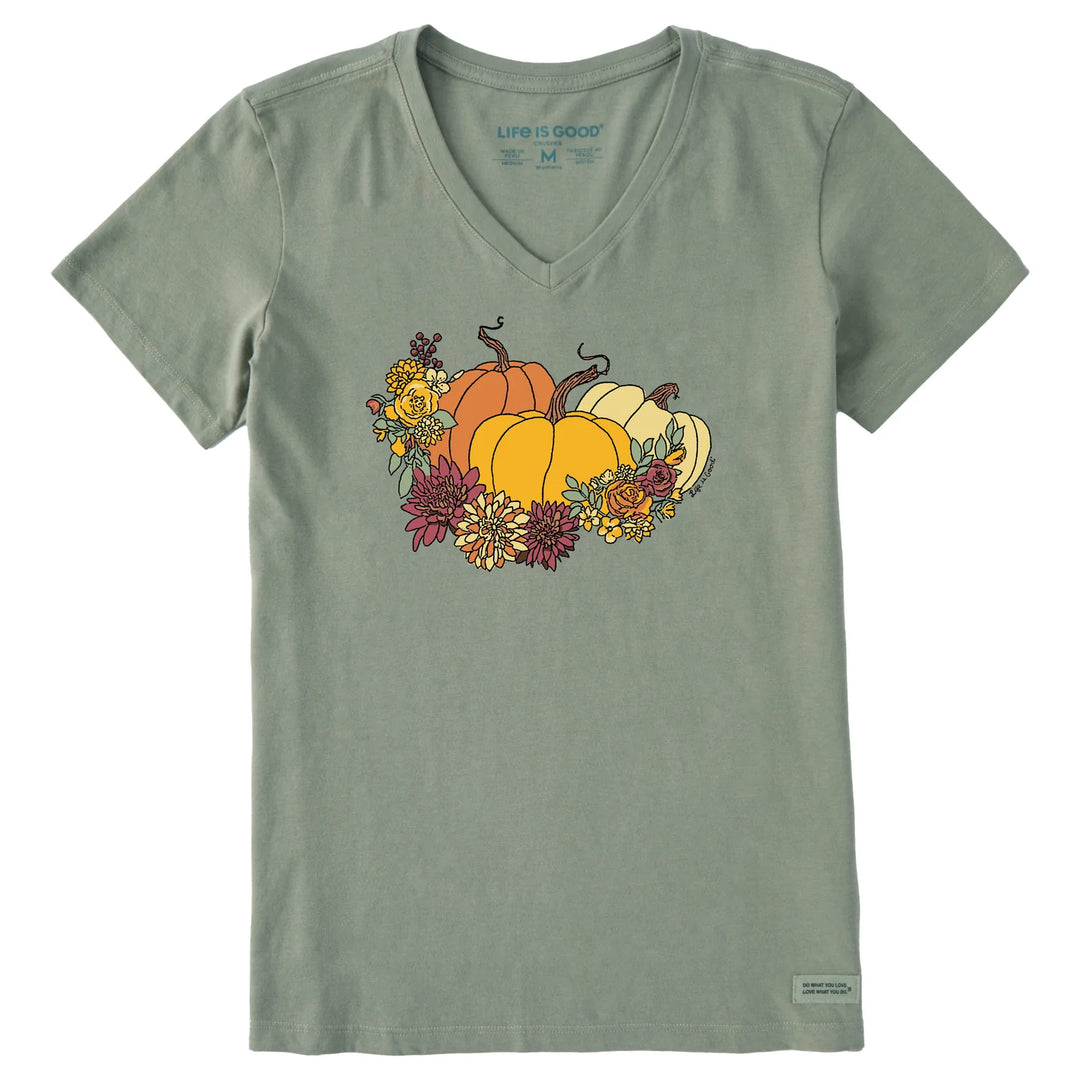 W's S/S Crusher Vee Pumpkin and Flowers