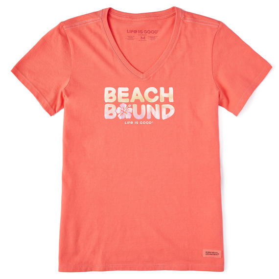 W's S/S Crusher Vee Tee Wordsmith Beach Bound Hibiscus