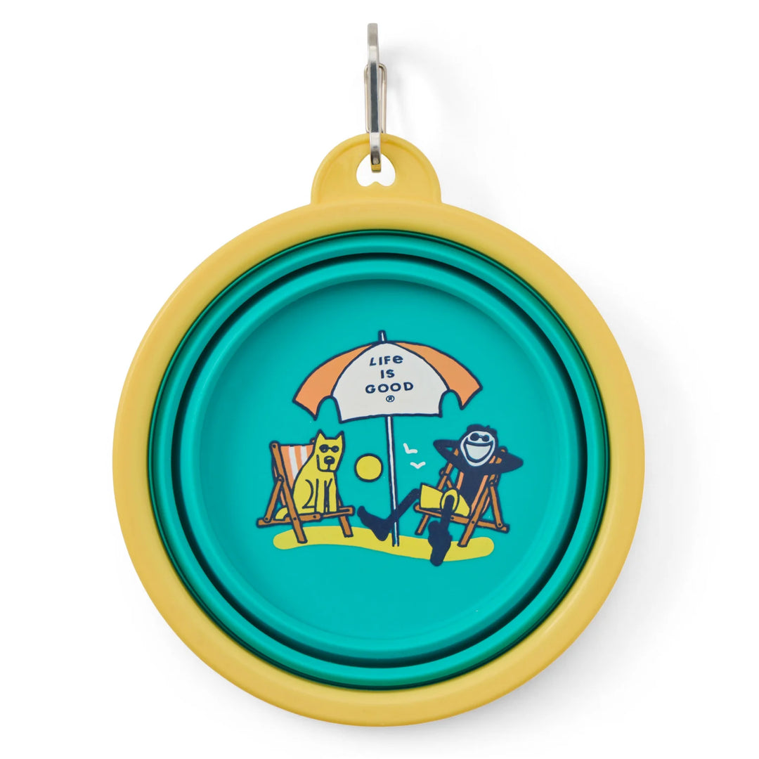 SILICONE TRAVEL DOG BOWL Jake and Rocket Good Times Beach