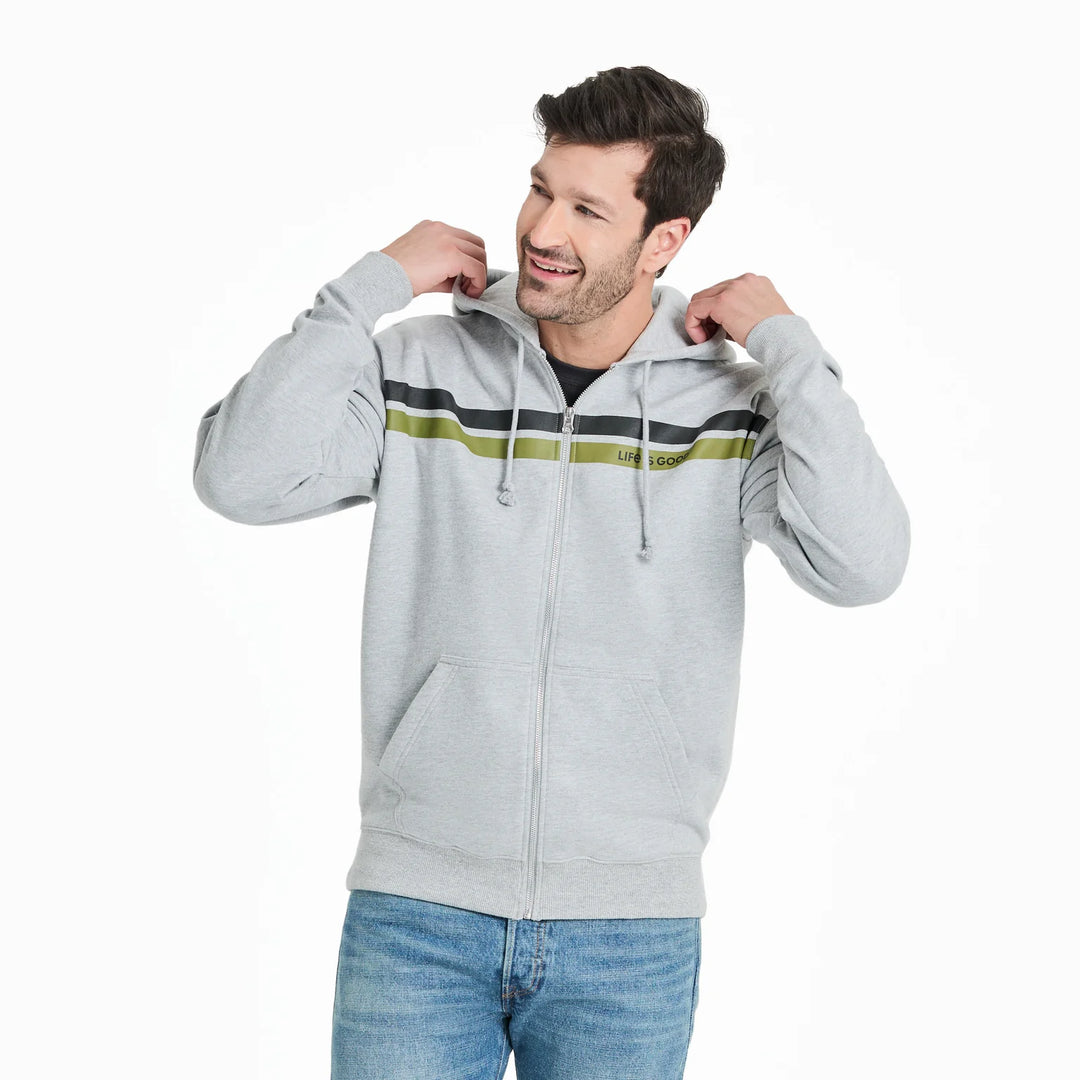M's Two Stripe Block Good Vibes Fleece Zip Hoodie