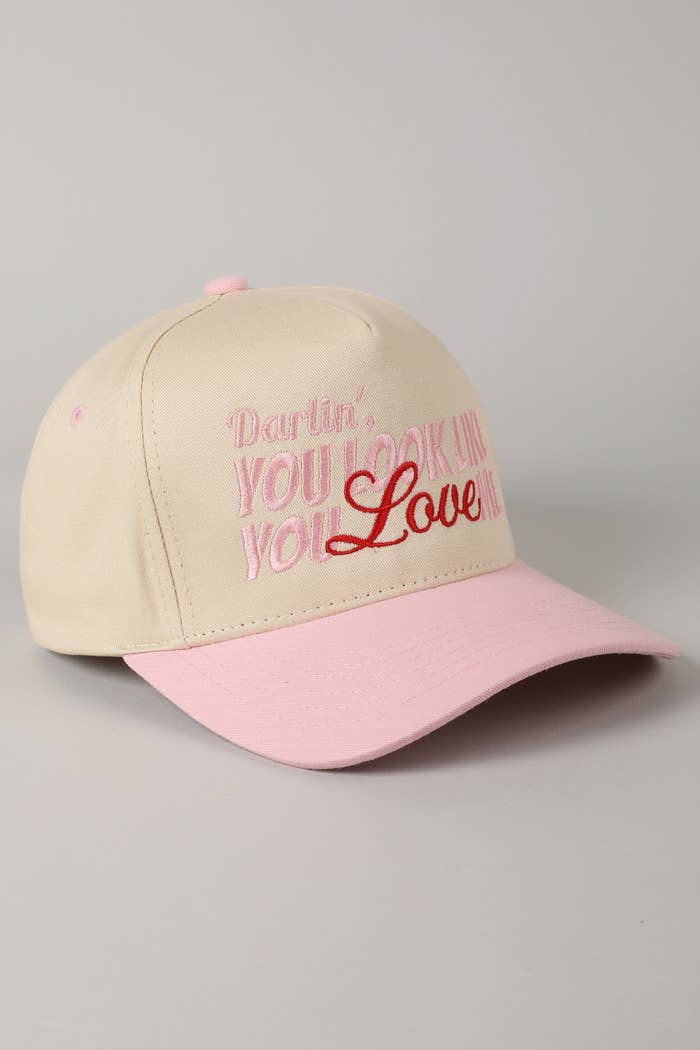 You Look Like You Love Me Embroidery Trucker Hat: Hot Pink / ONE SIZE