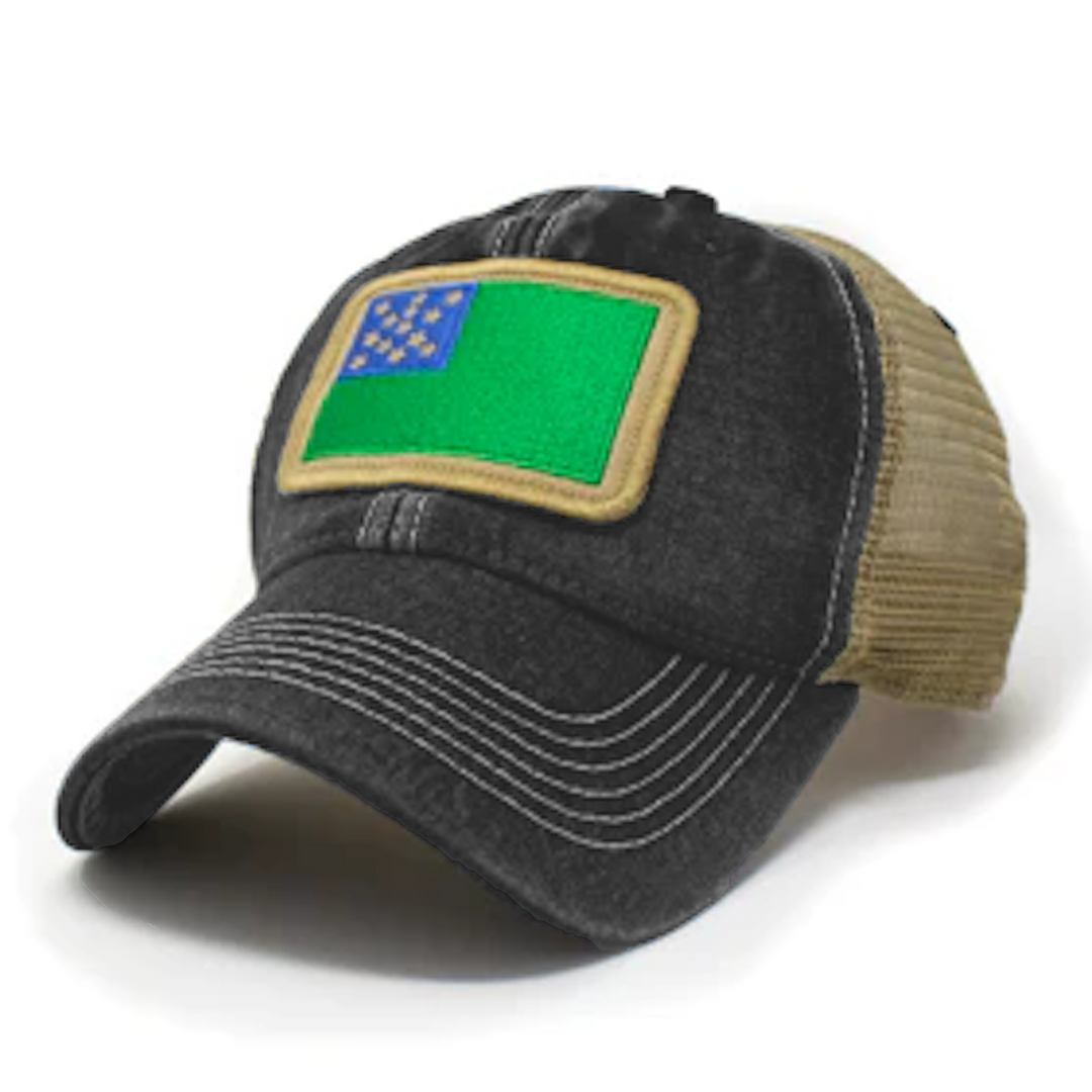 Green Mountain Boys Flag Patch Trucker Hat, Black