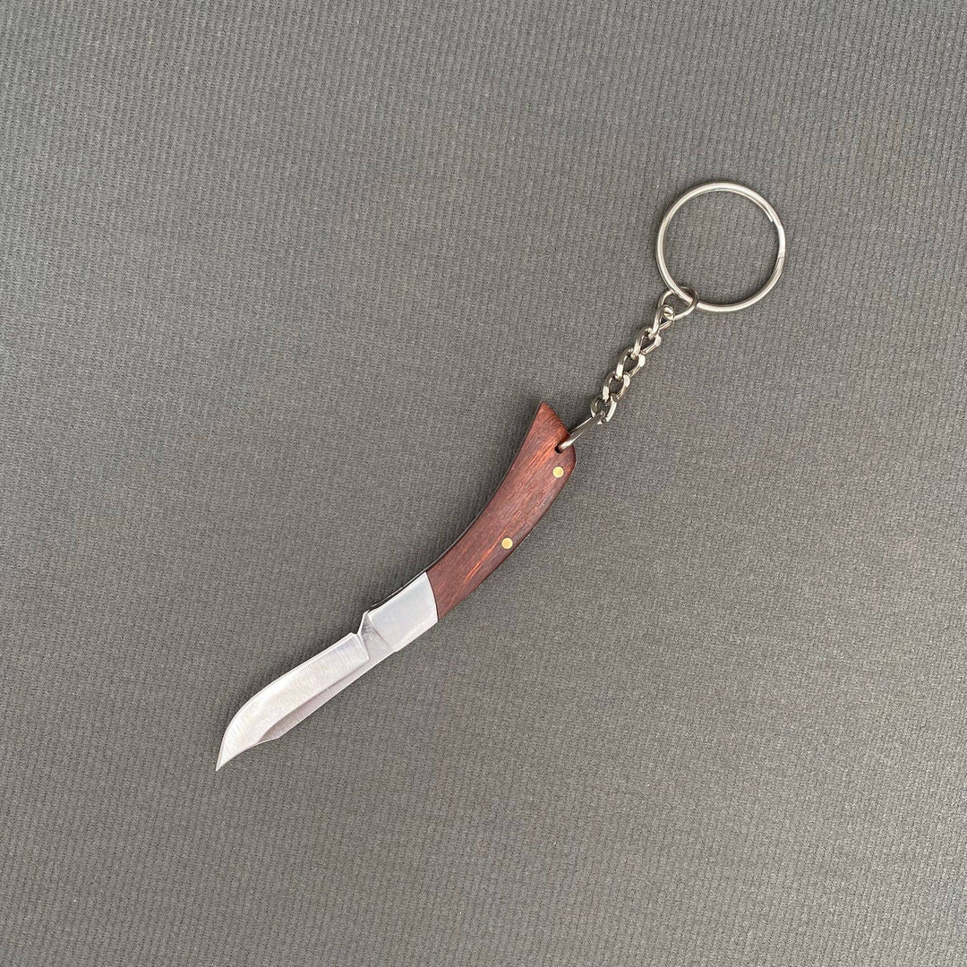 Wood & Acrylic Handle Foldable Stainless Steel Knife: Wood handle - A
