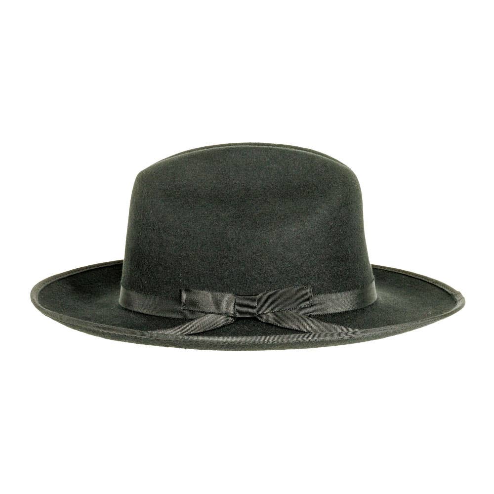 Wool Felt Open Road Fedora Hat - Style Dead End: Black / XL